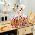 thumbnail image 3 of Yayeee 2 Pack Qtip Holder Bathroom Cotton Swab Canister with Lid Clear Dispenser Set, Floral Raspberries, 3 of 6