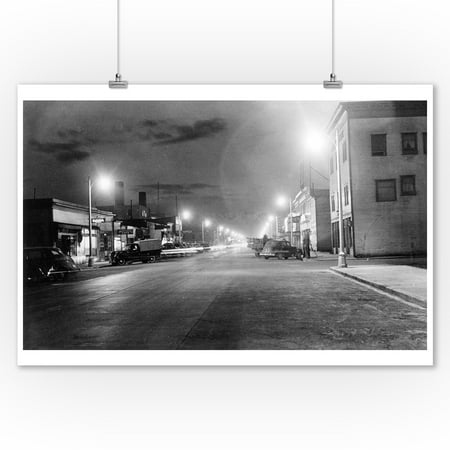 Anchorage, Alaska View of 4th Ave at night Photograph (9x12 Art Print, Wall Decor Travel