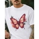 thumbnail image 2 of Camisetas de manga corta con estampado de mariposas y flores de colores para hombre, cuello redondo, temática natural., 2 of 8