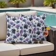 thumbnail image 5 of Pastoral Flowers Pillow Covers 2 Pack Watercolor Purple Flower Idyllic Plant Pillowcase Waterproof Outdoor Throw Pillow Cover for Patio Garden Square Cushion 24”x24”, 5 of 9