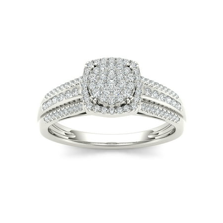 Imperial 3/8Ct TDW Diamond 10K White Gold Cluster Halo Engagement Ring