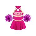 thumbnail image 4 of iiniim Girls Cheerleading Dance Dress with Pom Poms Schoolgirls Cheer Leader Uniform Outfit Party Size 6-16 Hot Pink 14, 4 of 7