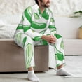 thumbnail image 5 of Mens Pajamas Set, green Cucumber Button Down Long Sleeve Loungewear Sleepwear Pjs sets for Men, 5 of 5