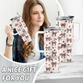 thumbnail image 5 of Bow Knot Gift, 40 Oz Bow Knot Tumbler with Handle & Straw, Birthday Gifts for Your Girlfriend Women, Stainless Steel Pink Leopard Print Bow Cup, Gifts for Mothers Day, 5 of 7