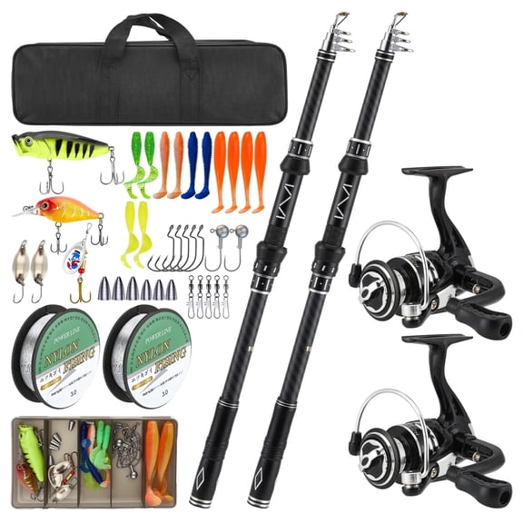 YTAKY Fishing Rod Reel Full Kit, 2PCS 6.83ft Rods, 3 Types Spinning Reels, Anti-Tangle Guide,4500g Max Pull Strength with Fishing Accessories & Bag