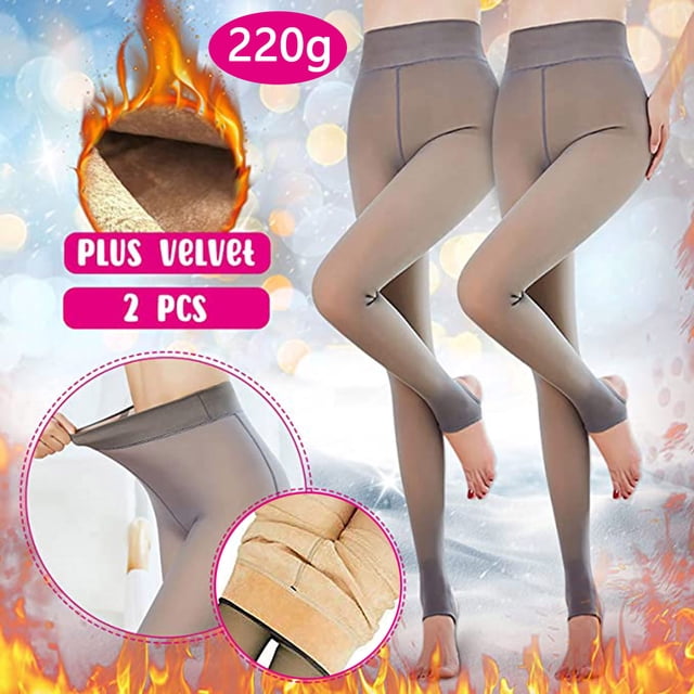 Mikilon Jambières pour dames translucides Garde au chaud collants en Molleton Uni