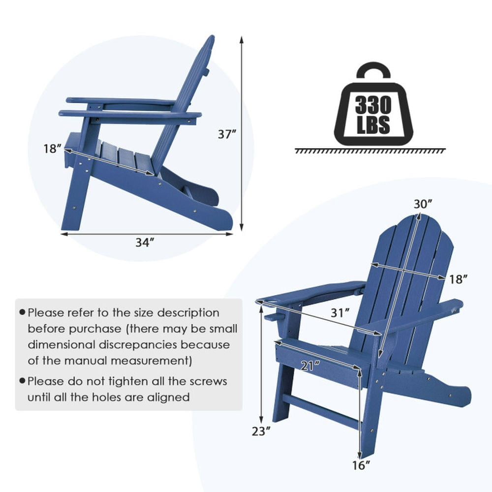 Aimee Lii Outdoor Adirondack Chair with Built-in Cup Holder for Backyard Porch, Modern Patio Furniture for Outdoor Backyard Pool Deck-Navy