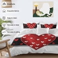 thumbnail image 3 of 3 Piece Red Love Heart Valentine Duvet Cover Set Full Size, Microfiber Comforter/Quilt Cover with Corner Ties and 2 Pillowcases, Red Black Love Heart All Season Soft Bedding with Zipper Closure, 3 of 8
