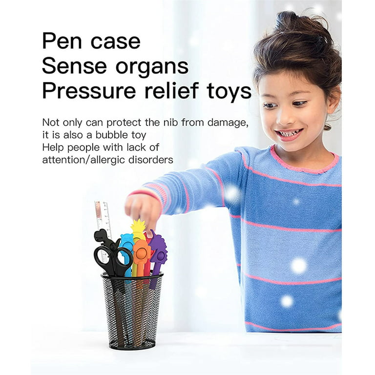 Stress Relief Sensory Toy Fidget Pencil Toppers Pack Push Bubble