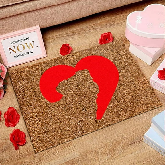 Steadline Valentine's Day Doormat Anti-slip Entrance Mat Foyer Bedroom Living Room Decor Holiday Atmosphere Enhancement Creative Item Christmas Home Practical Gift Dirt Resistant Absorbent Foot Mat