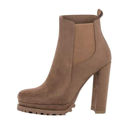 

Boots for Women Shoes Super High Heel Casual Fashion Suede Solid Color Pointed Side Zip Ankle Boots