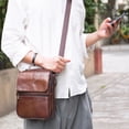 thumbnail image 2 of Bolso de cuero para hombre, maletín vertical informal, bolso de negocios para documentos para hombre, bolso cruzado de piel de vaca, bolso de hombro para generar cabello, 2 of 5