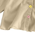 thumbnail image 4 of Fancifize Girls Knit Cardigan Kids Henley Long Sleeve Button Down Cute Shirts for Spring Fall Casual Tops,Beige, 4 of 8