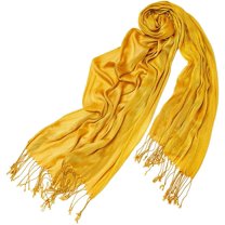 Elegant Solid Colors Shawl Sheer Sliky Soft Light Scarf Evening Wrap Mustard Yellow