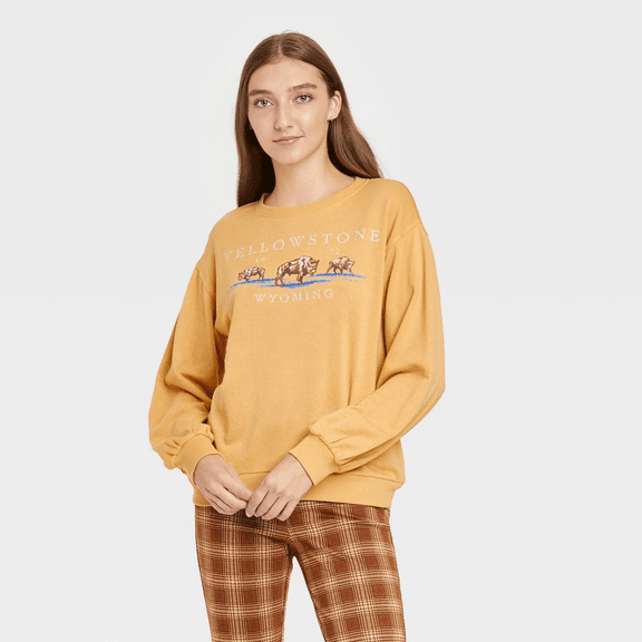 Fifth Sun Women's Dutton Ranch Graphic Sweatshirt - (Yellow, XXLarge)