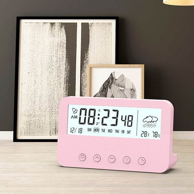 Digital Electronic Clock LED Display Electronic Clock Stereo Digital Display Snooze Alarm Clock 12/24H Switching Countdown