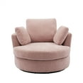 thumbnail image 3 of Swivel Barrel Chair, Modern Oversized Chenille Upholstered Swivel Single Sofa Chair Armchair with Metal Base and 3 Removable Pillows, Comfy Round Leisure Lounge Chair Reading Chair for Office, Pink, 3 of 7