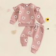 thumbnail image 2 of CPNG Toddler Infant Baby Girls and Boys Sportswear Outfits Flower Print Ruffled Long Sleeve Pullover Sweatshirt and Matching Pants 2 Piece Set, 2 of 6