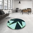 thumbnail image 4 of Ahgly Company Machine Washable Indoor Round Transitional Deep Teal Green Area Rugs, 3' Round, 4 of 7