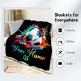 thumbnail image 4 of Personalized Soccer Gifts for Boys, Custom Soccer Blanket Gift for Sport Lovers, Flannel Throw Blankets for Kids Girls Teens, Sports Decorations for Room Team Player (Colorful, 50x60 Inch), 4 of 6
