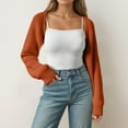 thumbnail image 2 of Wang6 Women Cropped Chunky Cardigans Sweaters Trendy Long Sleeve Wool Blend Bolero Shrug Fall Outwear Without Tube Top Orange XL, 2 of 6