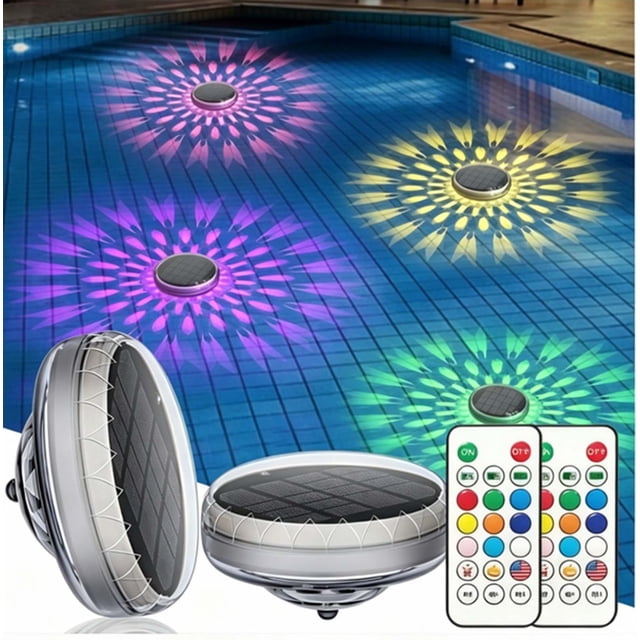 shyuyusa New Solar Floating Water Light Dynamic Color Changing 3-Mode Remote Control Pool Lamp for Courtyard Pond Garden