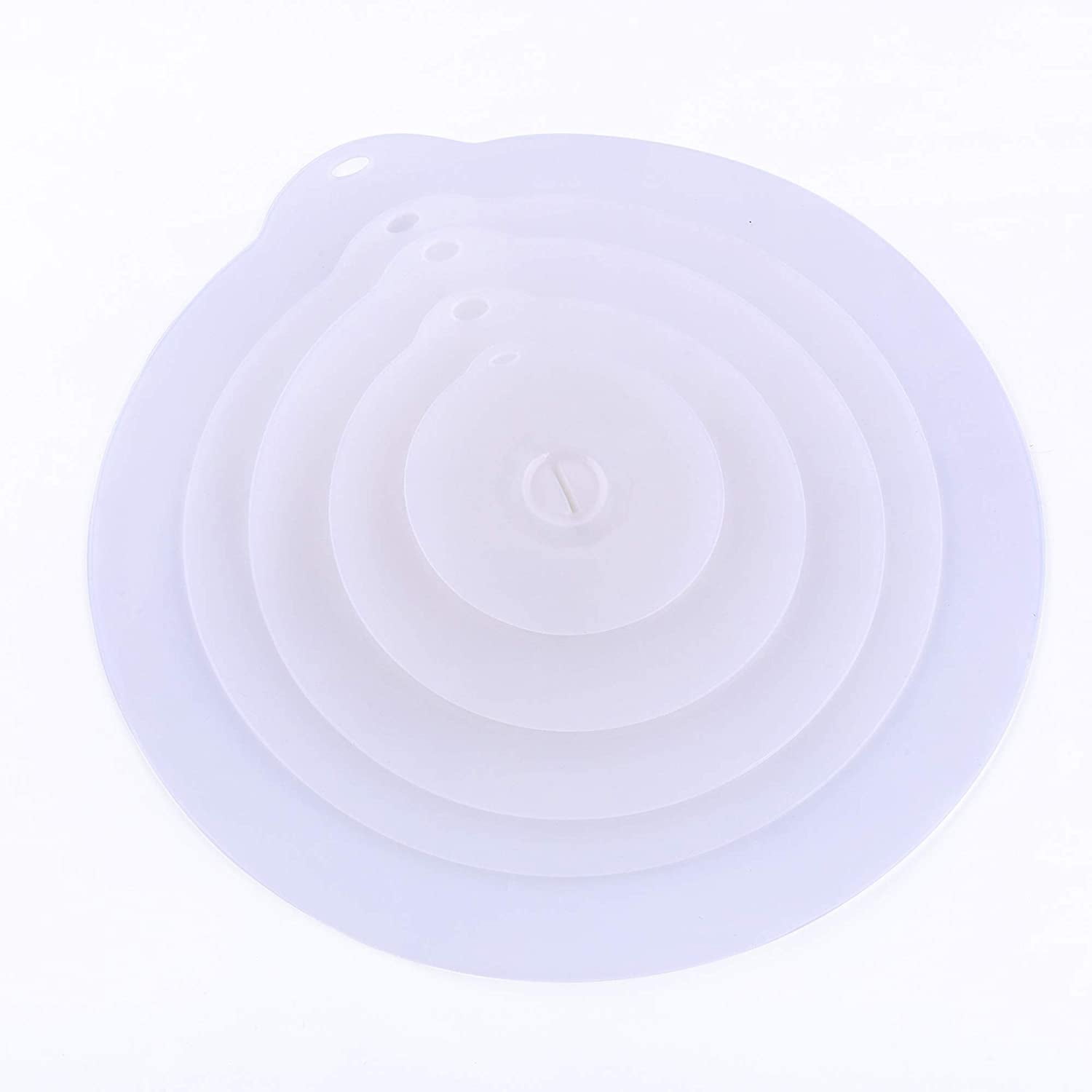 Kepooman Kitchen Reusable Silicone Bowl Lids for Food Container, Food Storage Covers for Freezer & Microwave, Various Sizes, Set of 5, White Kepooman Kitchen Reusable Silicone Bowl Lids for Food Container, Food Storage Covers for Freezer & Microwave, Various Sizes, Set of 5, White
