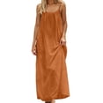 thumbnail image 2 of WULMLEO Womens Cotton Linen Spaghetti Strap Maxi Dresses Trendy Summer Backless Sleeveless Loose Flowy Vacation Dress Orange 2XL, 2 of 9