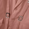 thumbnail image 6 of LNWUY Women's Trendy Buckle Belt Blazer Coat Long Sleeve Lapel Collar Low Cut Padded Shoulder Front Open Cardigan Jacket Pink L, 6 of 9
