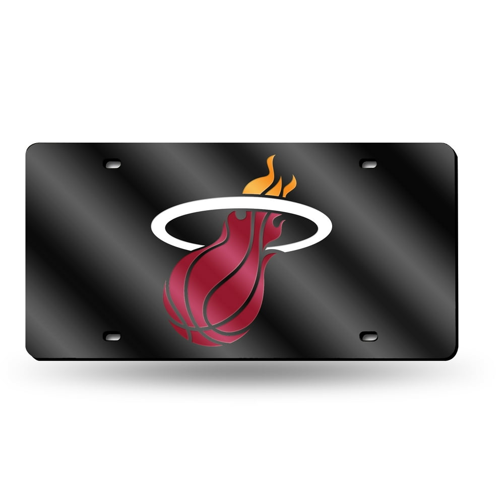Rico Miami NBA Heat Black Mirrored Laser Cut License Plate Laser Auto