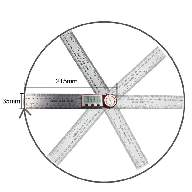 0~200mm LCD Screen Digital Ruler Stainless Steel Multifunctional Measuring  Ruler Hold Function 360° Measuring Reverse Measurement Scale Length+Angle 2  In 1 Ruler for Woodworking Construction Drawing 