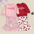 thumbnail image 4 of Douhoow 2Pcs Toddler Baby Girls Valentine's Day Sets 12M 18M 24M 3Y 4Y Long Sleeve Red Sweatshirt Heart Print Pants, 4 of 9