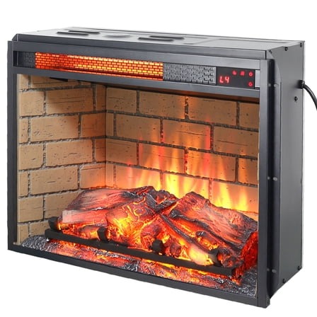 23 inch infrared quartz heater fireplace insert -woodlog version with brick
