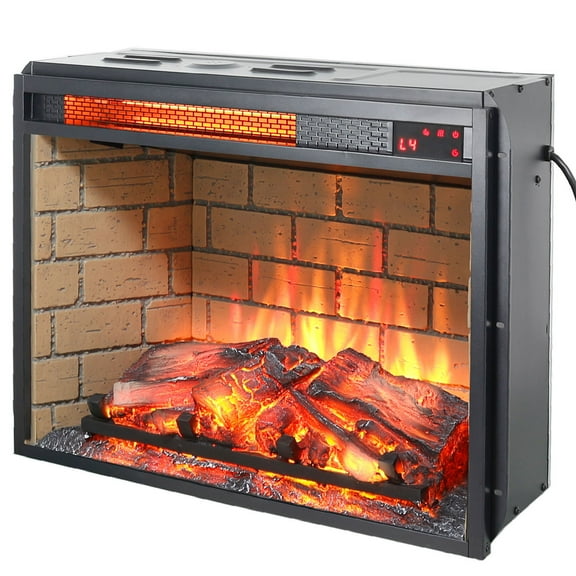 23 inch infrared quartz heater fireplace insert -woodlog version with brick