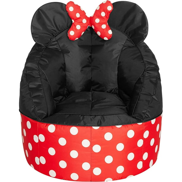 Disney Minnie Mouse Red and Black Nylon Round Bean Bag Chair for Kids