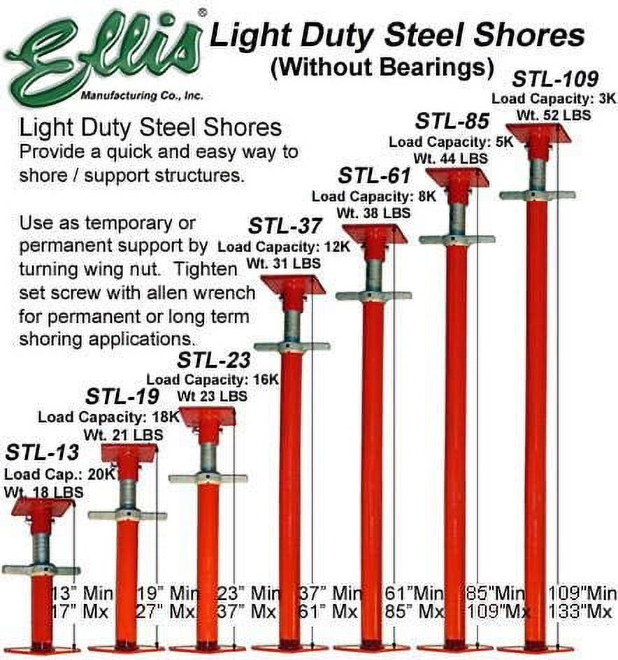 Ellis Manufacturing Company Light Duty Steel Shores  Jack Post 23