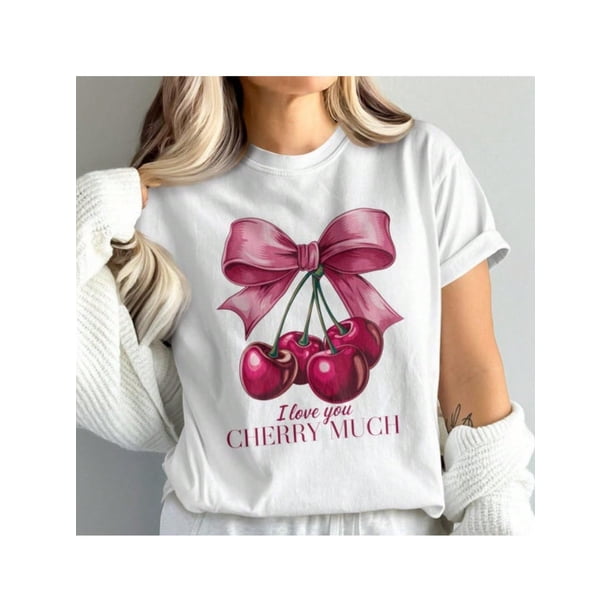 Valentines Day T-Shirt I Love You Cherry Much Gift Idea Romantic Tee Sweet Love T-Shirt Cute Birthday Shirt