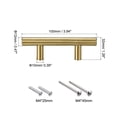 thumbnail image 2 of Uxcell 4" Length 2.5" Hole Center Stainless Steel T Bar Pull Handle 12mm Diameter, Gold Tone, 2 of 6