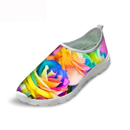 

Woman Flats Casual Shoes For Women Loafers Colorful Flower Print Ladies Mesh Outdoor Sneaker Slip on Shoes Flat Footwear 2024