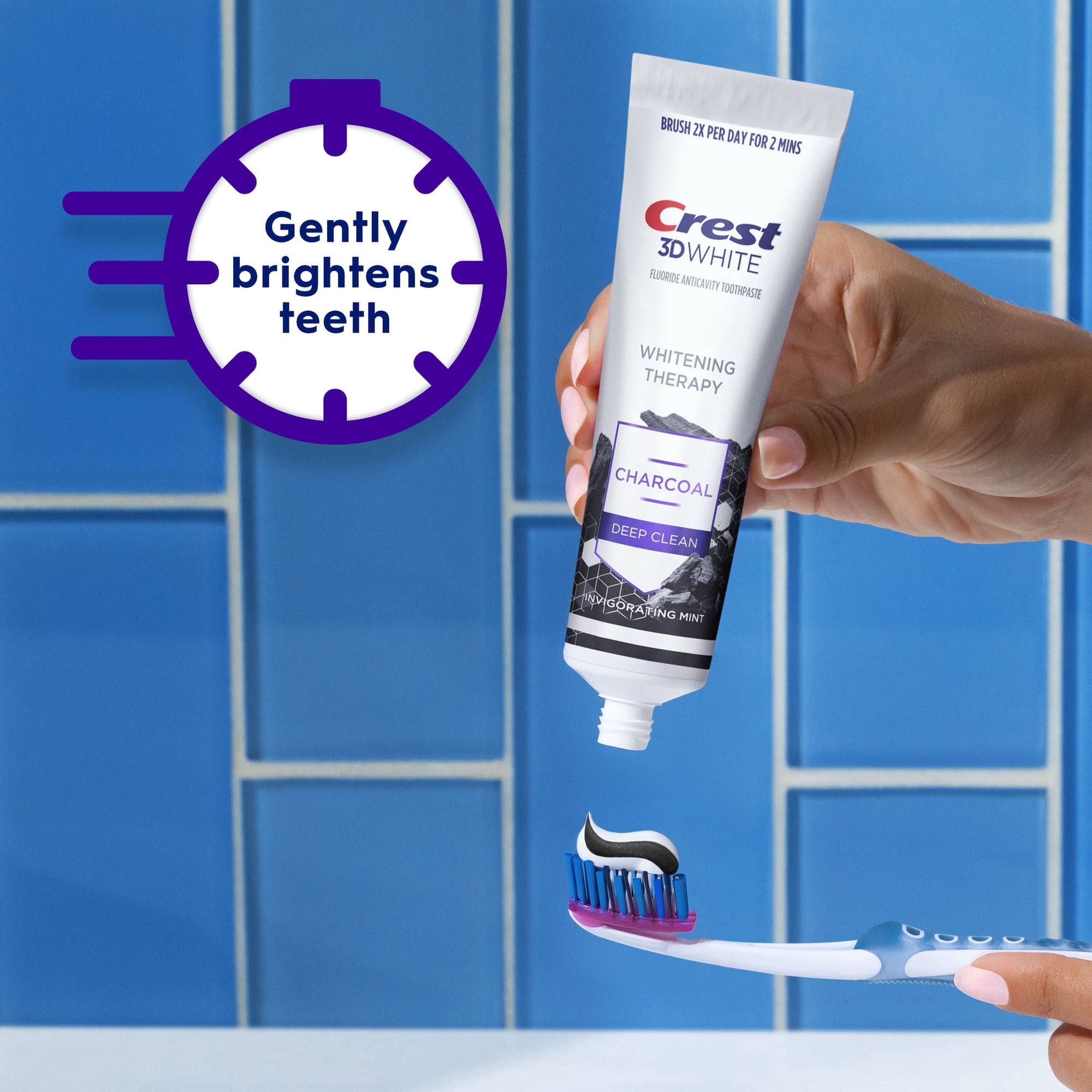 (3Pack) Crest 3D White Whitening Therapy Charcoal Deep Clean Invigorating Mint Toothpaste, 4.6 oz