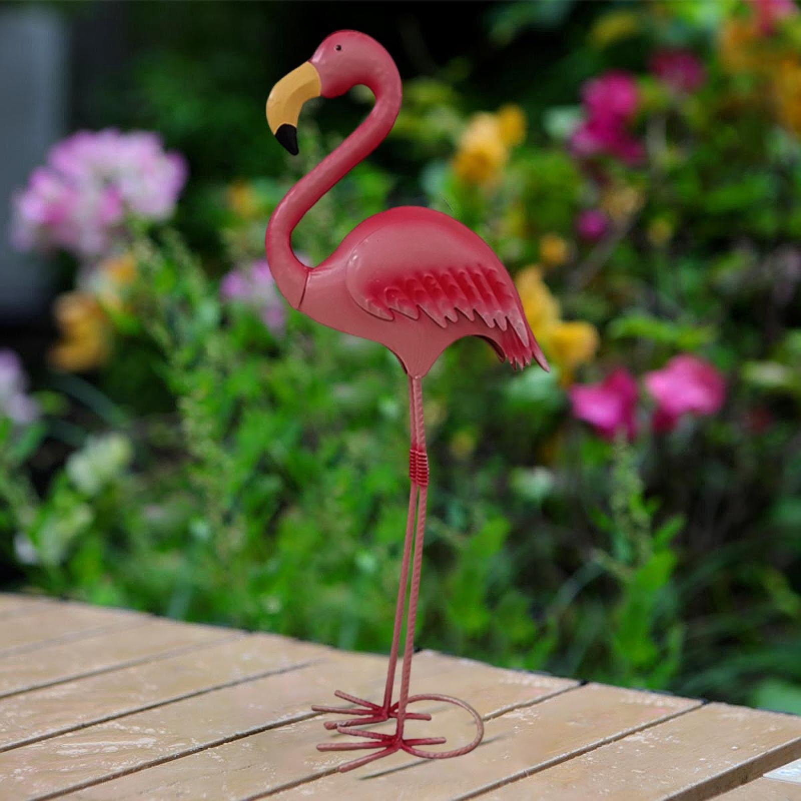 Miulika Garden Statue Animal Figurine Flamingo Sculpture Gift Landscape Ornament Metal Yard Art for Patio Balcony Lawn Outdoor Decor Height 50.5 cm