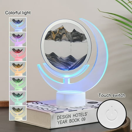 

USB Streaming Sand Painting Night Light 3D Three-Dimensional Moon Painting Decorative Home Gifts Bedside Ambient Sand Painting LED Table Lamp(5ML)