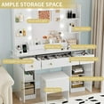 thumbnail image 4 of PUFFCAFE Vanity Desk with Mirror and Lights,Large Makeup Vanity Table Set with Drawers & Chair & Power Outlet,White Vanity for Bedroom, 4 of 6