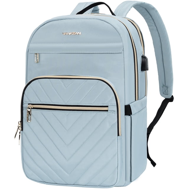Mochila para portátil VANKEAN 15.6" impermeable para mujer, color azul claro
