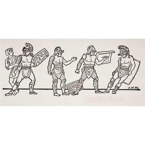 Posterazzi DPI1857216LARGE Gladiators From A Wall Painting At Pompeii From The Book The Outline Poster Print, Large - 42 x 20