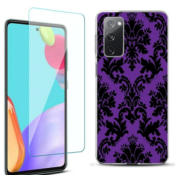 Slim-Fit Protective Phone Case for Samsung Galaxy S20 FE 5G Fan Edition, with Tempered Glass Screen Protector, by OneToughShield ® - Victorian Purple/Black