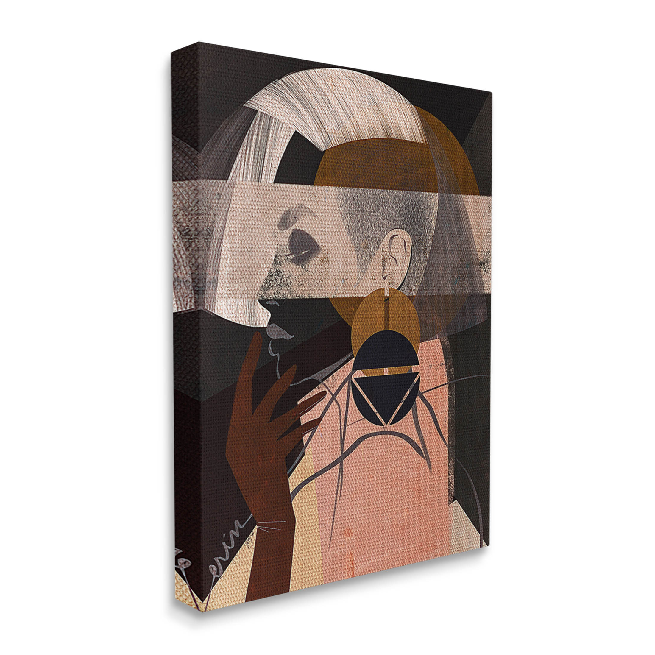 Layered Collage Woman Portrait Abstract Graphic Art Gallery Wrapped Canvas Print Wall Art