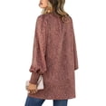 thumbnail image 2 of Cárdigan de manga farol para mujer, estampado clásico de leopardo a la moda, Otoño Invierno, camisas estampadas de manga larga, Tops, rojo pardusco XL, 2 of 6