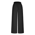 thumbnail image 4 of Linen Pants Women,Palazzo Pants Wide Leg High Waist Flowy Summer Casual Beach Trousers Womens Outfits for Travel,Travel Pants,Z02 Black,XL, 4 of 4