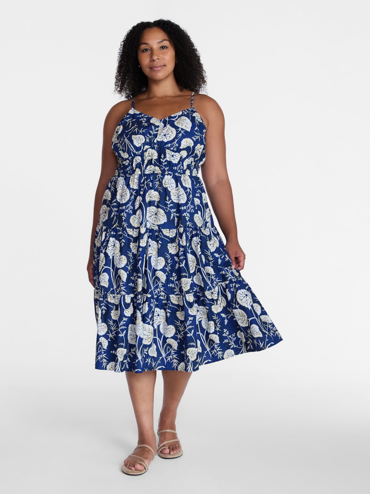 Time and Tru Women's Spaghetti Strap Midi Dress, Sizes XS-XXXL